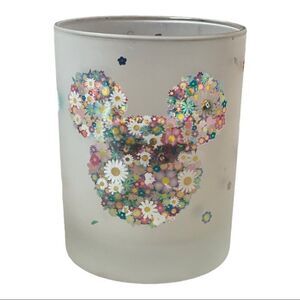 Disney‎ Mickey Mouse Floral Glass Cup Minnie World